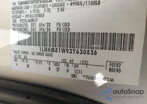 2003 Lincoln Town Car Executive из США, поврежденный, VIN 1LNHM81W93Y630836